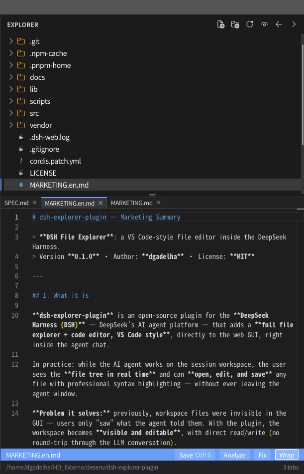 DSH Explorer Plugin — File Explorer panel